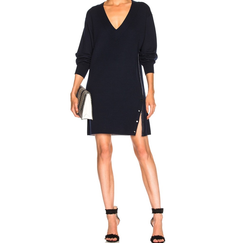 Rag And Bone Saralyn Sweater Dress SP Navy Blue Merino Wool Blend Stretch Preppy